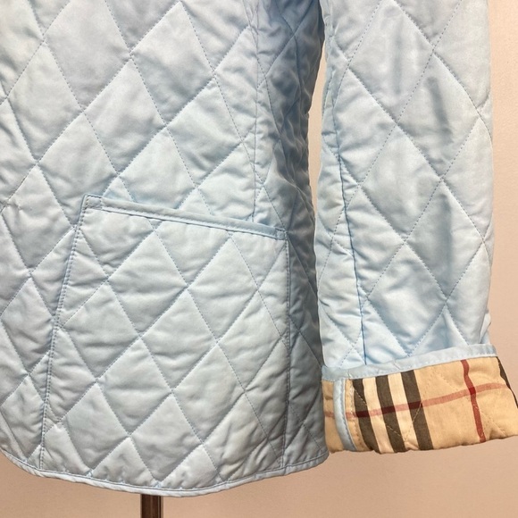 BURBERRY Diamond Quilted Jacket, Nova Check Lining, Light Blue XS - Picture 8 of 15